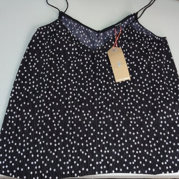 3/$20 Tally Reijl Relaxed Camisole Top Polka Dot Tank Womens Size Small Black - Picture 15 of 16